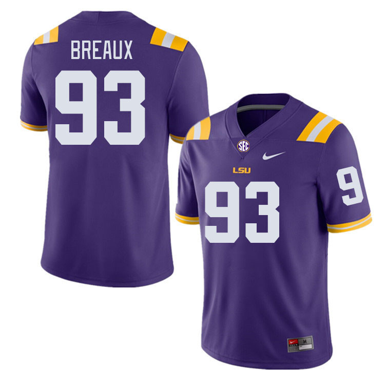 Men #93 Ahmad Breaux LSU Tigers College Football Jerseys Stitched-Purple